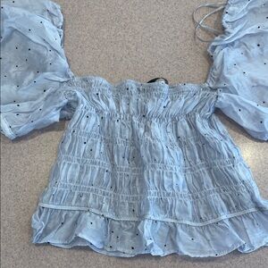 Zara lilac smocked crop Women's Top